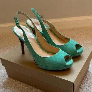 Cole Haan Teal Suede Slingback Chelsea Heels